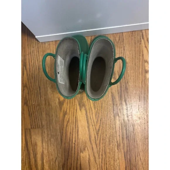 Oaki Nature Green Kids Rubber Rain Boots Size 10 Pull On Handles SD-23065 - Picture 3 of 7